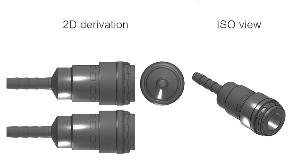 Engate pneumático Hi Cupla Série 200 SH da Nitto Kohki com bocal para mangueira, corpo em aço cromado e design push-to-connect.​