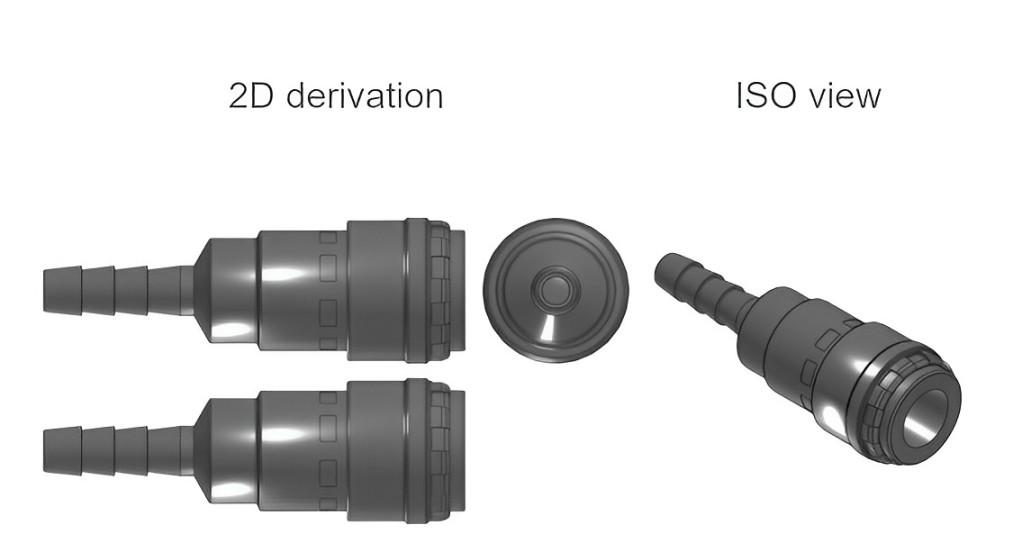 Engate pneumático Hi Cupla Série 200 SH da Nitto Kohki com bocal para mangueira, corpo em aço cromado e design push-to-connect.​