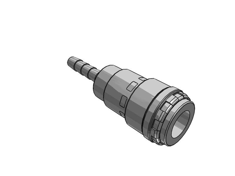 Engate pneumático Hi Cupla Série 200 SH da Nitto Kohki com bocal para mangueira, corpo em aço cromado e design push-to-connect.​