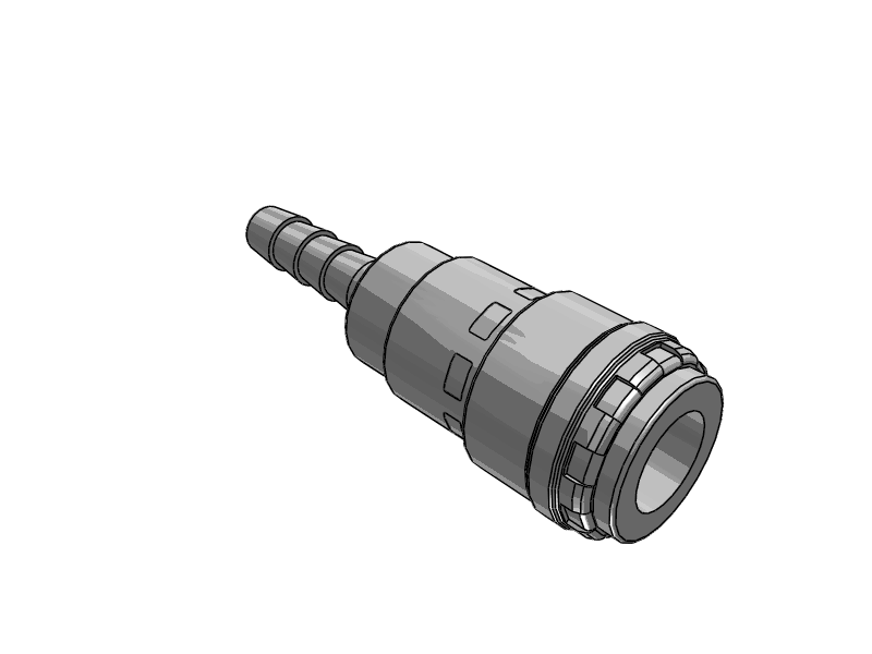 Engate pneumático Hi Cupla Série 200 SH da Nitto Kohki com bocal para mangueira, corpo em aço cromado e design push-to-connect.​
