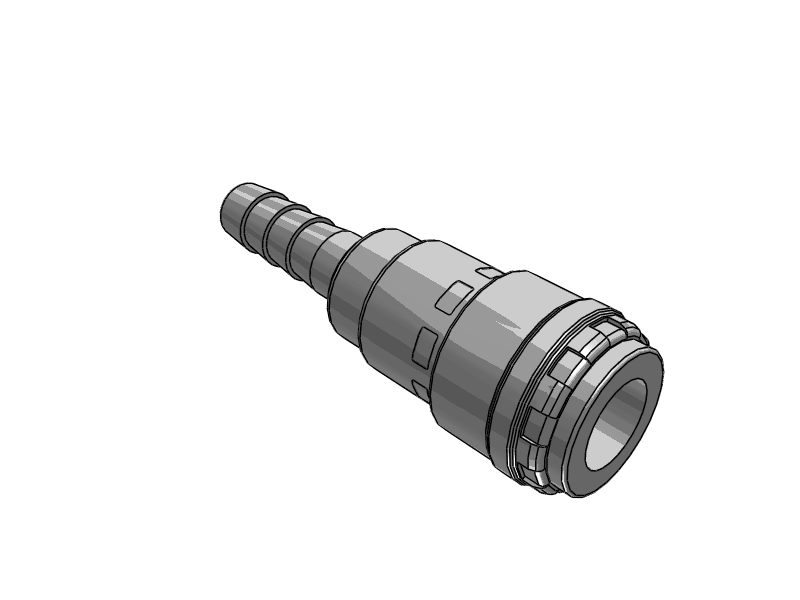 Engate pneumático Hi Cupla Série 200 SH da Nitto Kohki com bocal para mangueira, corpo em aço cromado e design push-to-connect.​